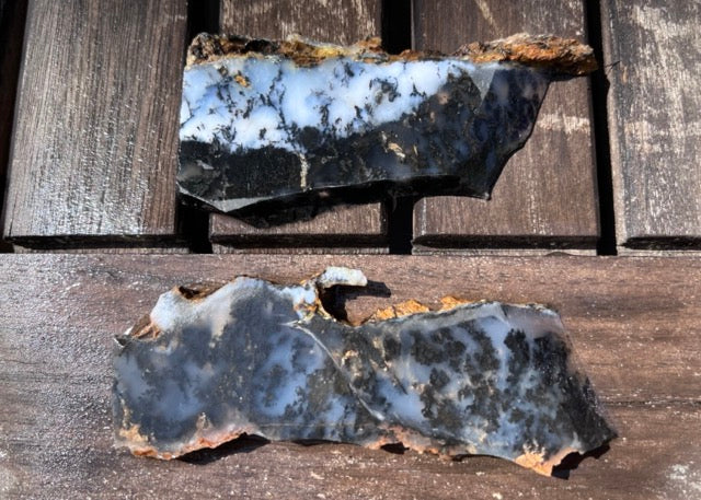 Black Plume Agate Lapidary Rock Slabs