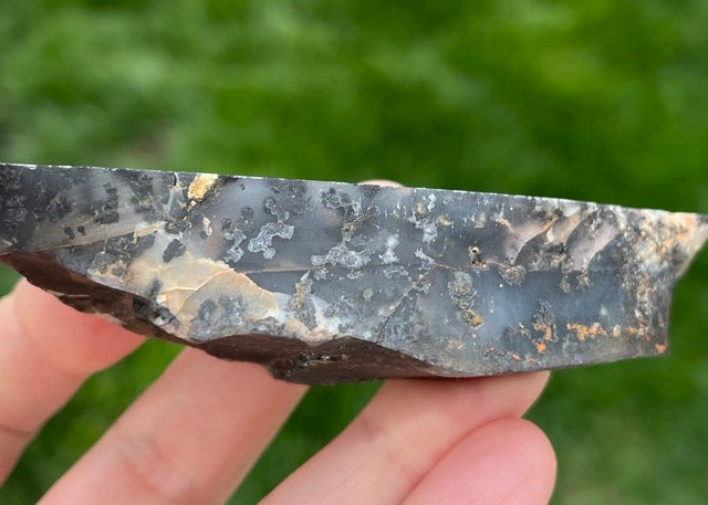 Black Plume Agate Lapidary Trim Cuts