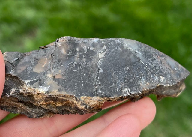Black Plume Agate Lapidary Trim Cuts
