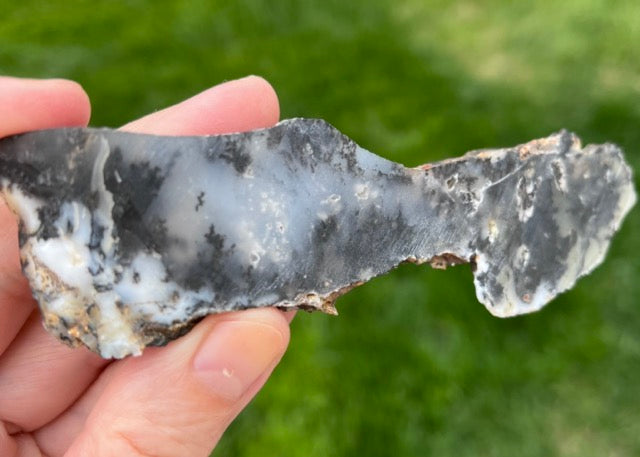Black Plume Agate Lapidary Trim Cuts