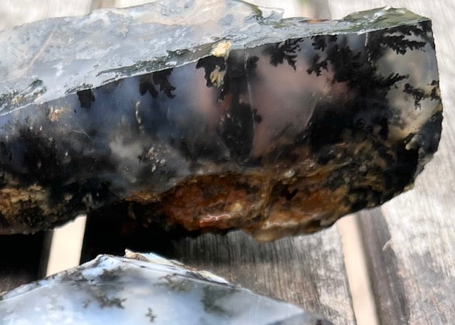 Black Plume Agate Lapidary Trim Cuts