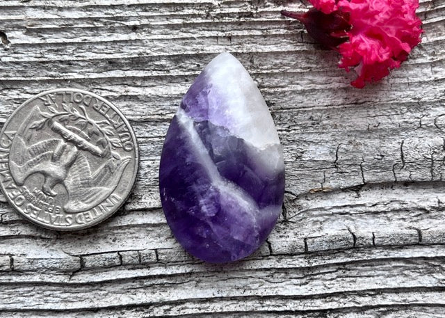 Purple Chevron Amethyst Polished Teardrop Cabochon