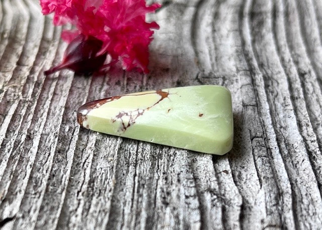 Australian Lemon Citron Chrysoprase Polished Trillion Cabochon with Matrix