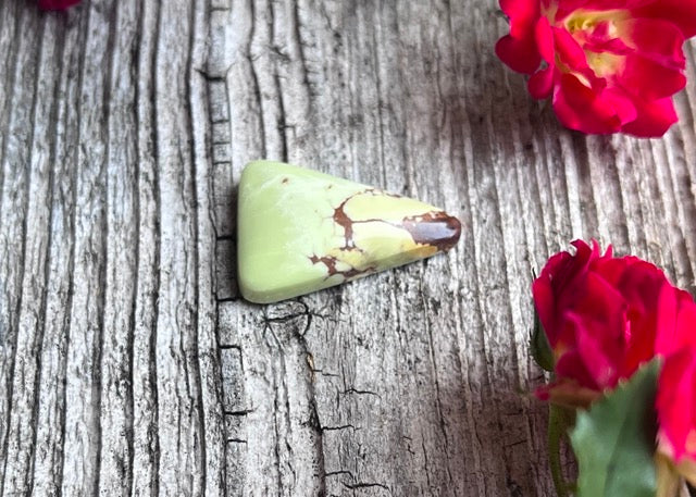 Australian Lemon Citron Chrysoprase Polished Trillion Cabochon with Matrix