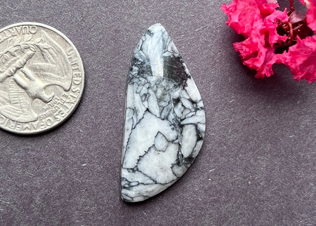 Freeform Austrian Pinolith Cabochon - B&W Gemstone - Lucky Calico Gem & Jewelry Co.