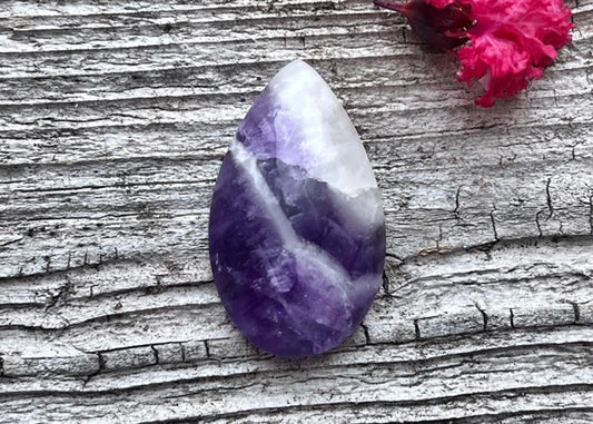 Purple Chevron Amethyst Polished Teardrop Cabochon