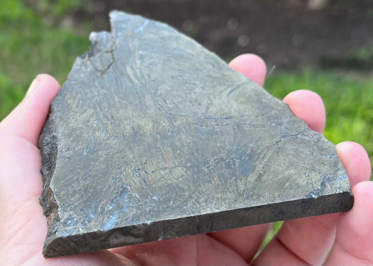 Rare German Metallic Feather Pyrite Lapidary Rock Slab