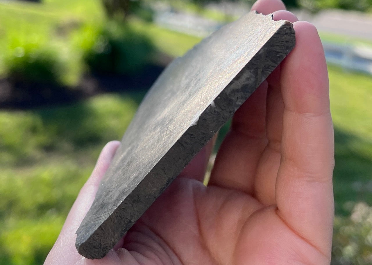 Rare German Metallic Feather Pyrite Lapidary Rock Slab