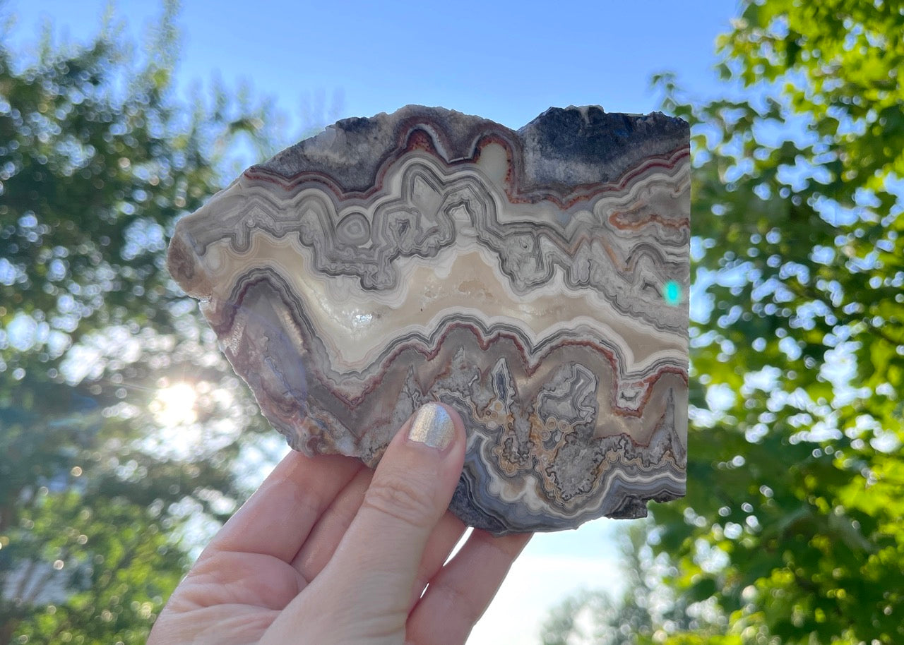 Mexico Laguna Lace Agate Lapidary Rock Slab - Lucky Calico Gem & Jewelry Co. Classic Agates