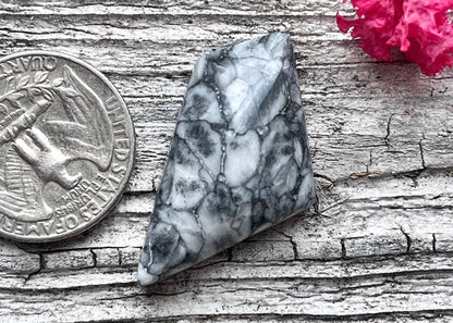 Freeform Austrian Pinolith Cabochon - Black and White Gemstone - Lucky Calico Gem & Jewelry Co.