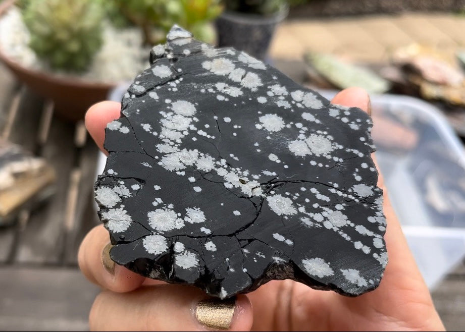 Utah Snowflake Obsidian Lapidary Rock Slab - Lucky Calico Gem & Jewelry Co.