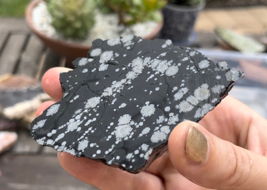 Utah Snowflake Obsidian Lapidary Rock Slab - Lucky Calico Gem & Jewelry Co.