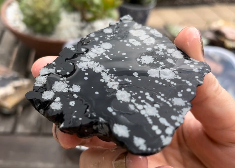 Utah Snowflake Obsidian Lapidary Rock Slab - Lucky Calico Gem & Jewelry Co.