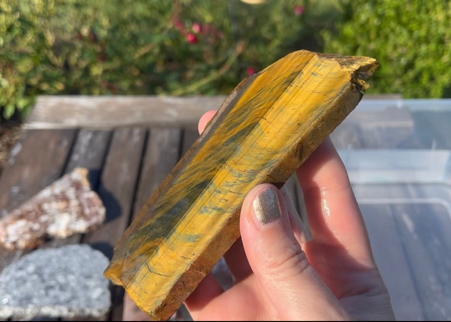 Australian Variegated Tiger Eye Lapidary Rock Slab - Hawkeye Tigereye