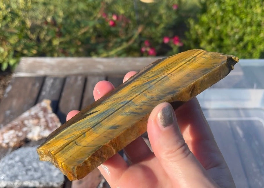 Australian Variegated Tiger Eye Lapidary Rock Slab - Hawkeye Tigereye