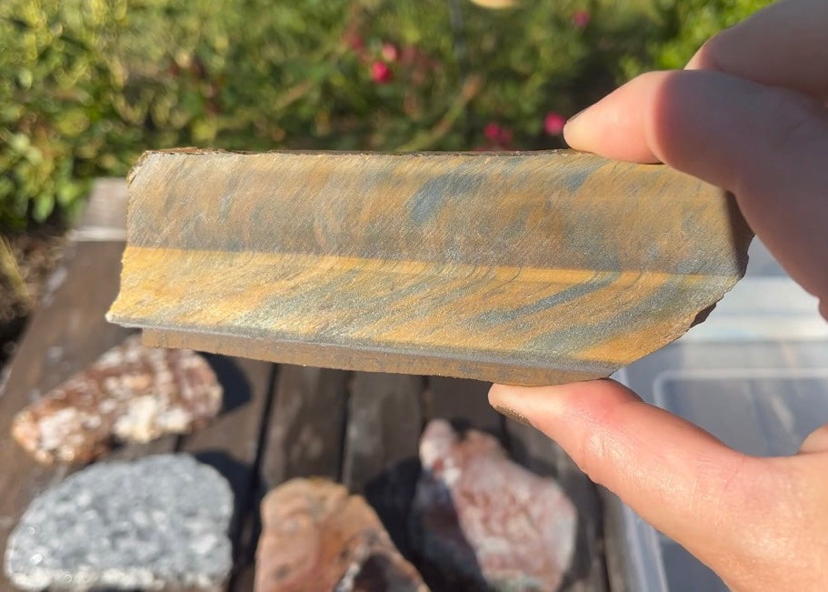 Australian Variegated Tiger Eye Lapidary Rock Slab - Hawkeye Tigereye