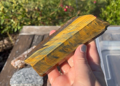 Australian Variegated Tiger Eye Lapidary Rock Slab - Hawkeye Tigereye